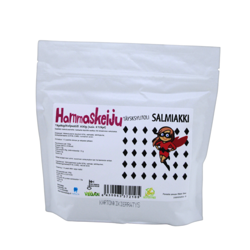 Hammaskeiju Salty licorice (Salmiakki) 500 g, xylitol Hammaskeiju Salty licorice (Salmiakki) 500 g, xylitol
